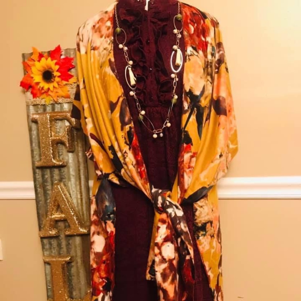 Floral Kimono mustard color🧡